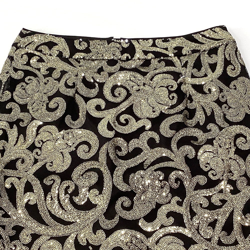 Women's Metallic Gold Black Sequin Straight Skirt sz M FOREVER 21 - Picture 2 of 7